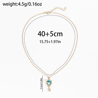 Fashion Diamond Planet Pendant Alloy Necklace For Women