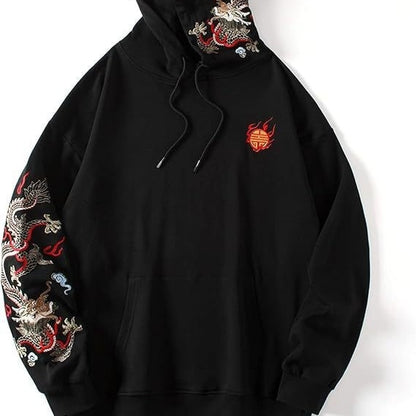 Sweater Men's Dragon Printed Heavy Pattern Hoodie