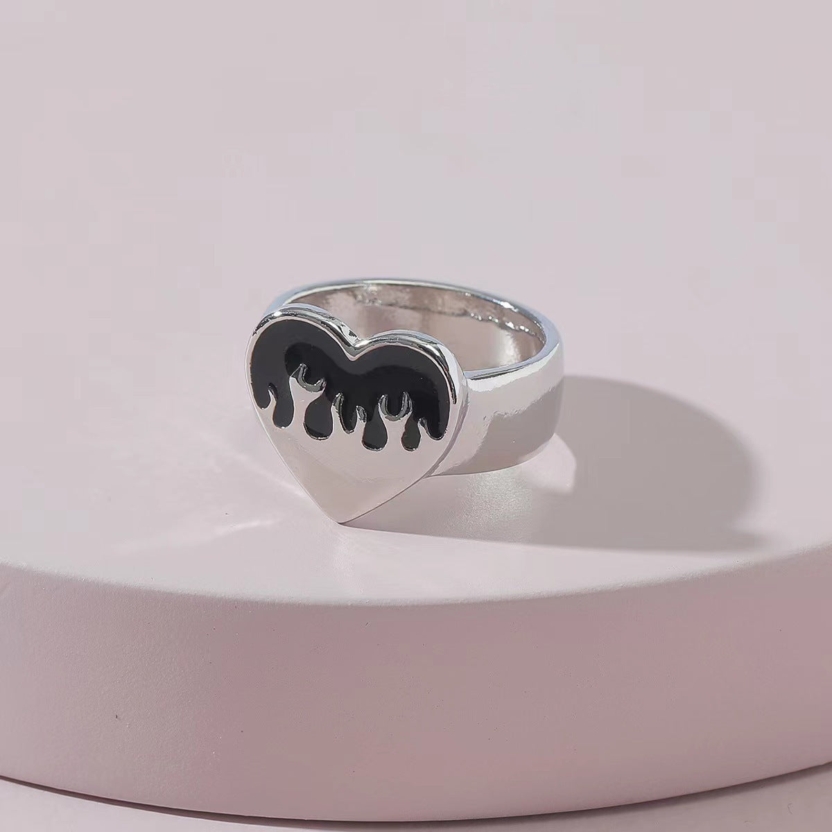 Love Flame Black And White Volcanic Ash Ring