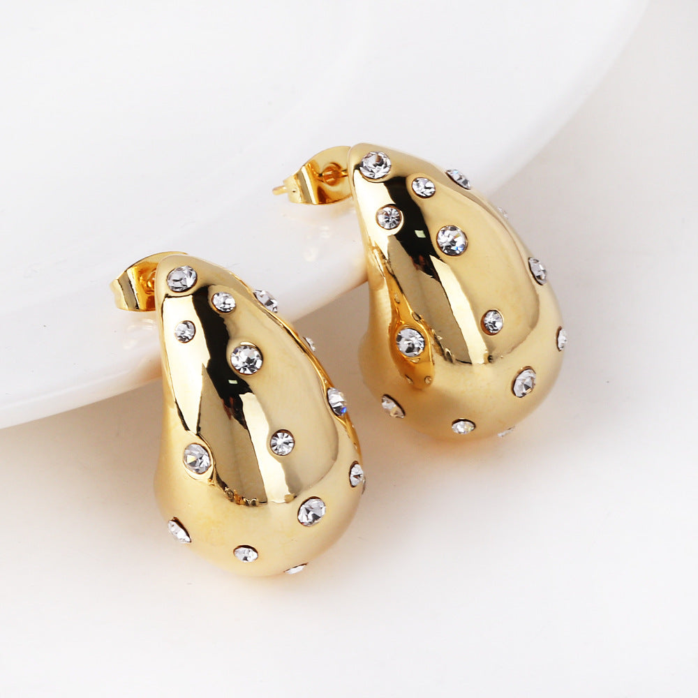 Hollow Water Drop Earrings Color Zirconium