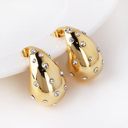 Hollow Water Drop Earrings Color Zirconium