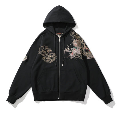 Dragon Embroidery Heavy Industry Coat For Men And Women