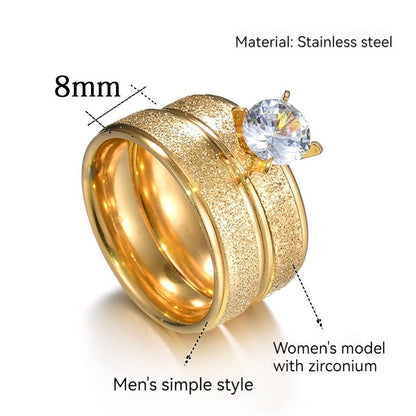 Simple Stainless Steel Personality Ring With Round Zircon Gold Women's Bracelet Titanium Steel Ring Ornament