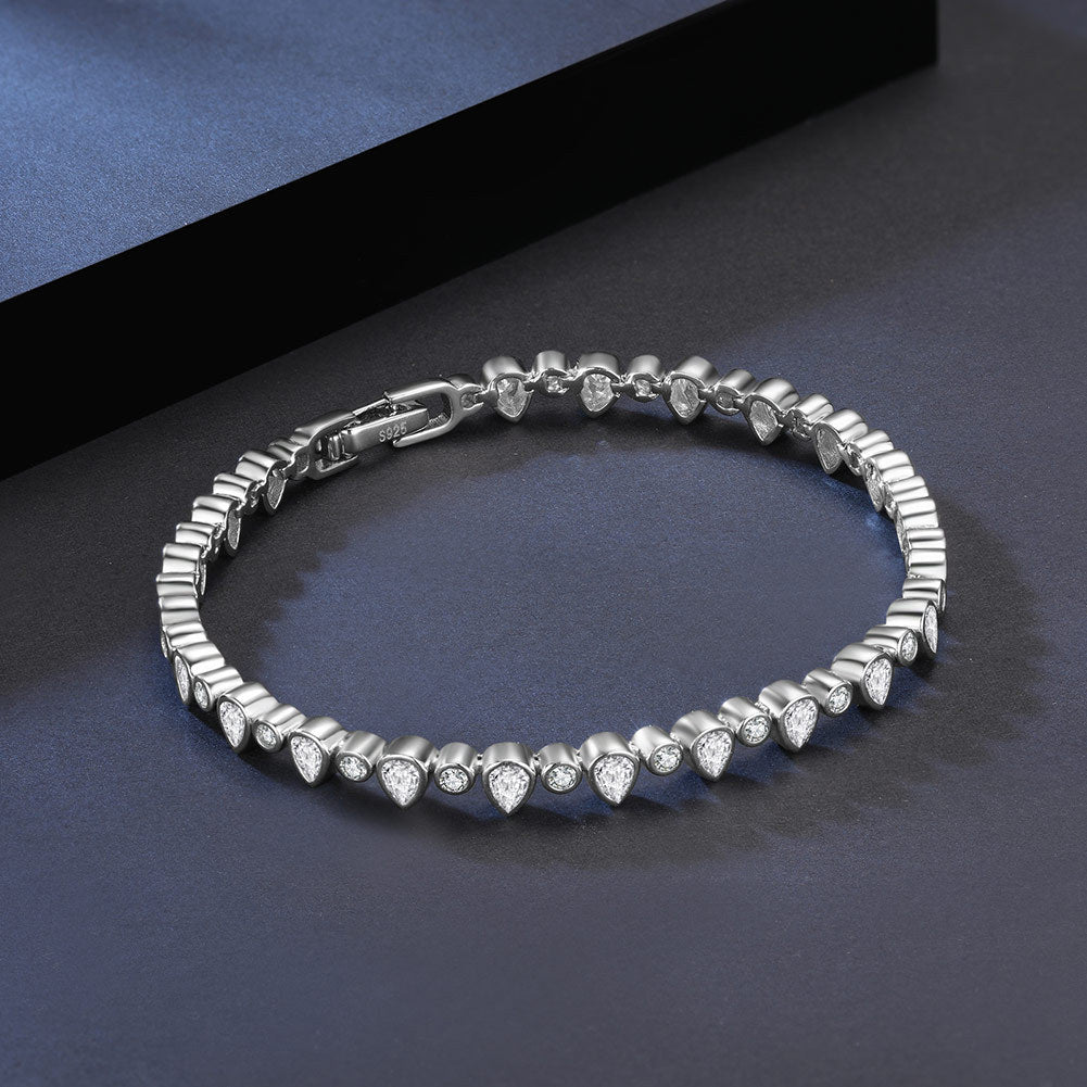 European And American INS Style S925 Sterling Silver Tennis Chain Zircon Bracelet